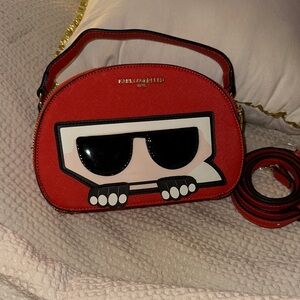 Karl Lagerfeld Red/Orange and Black Crossbody Bag NWOT